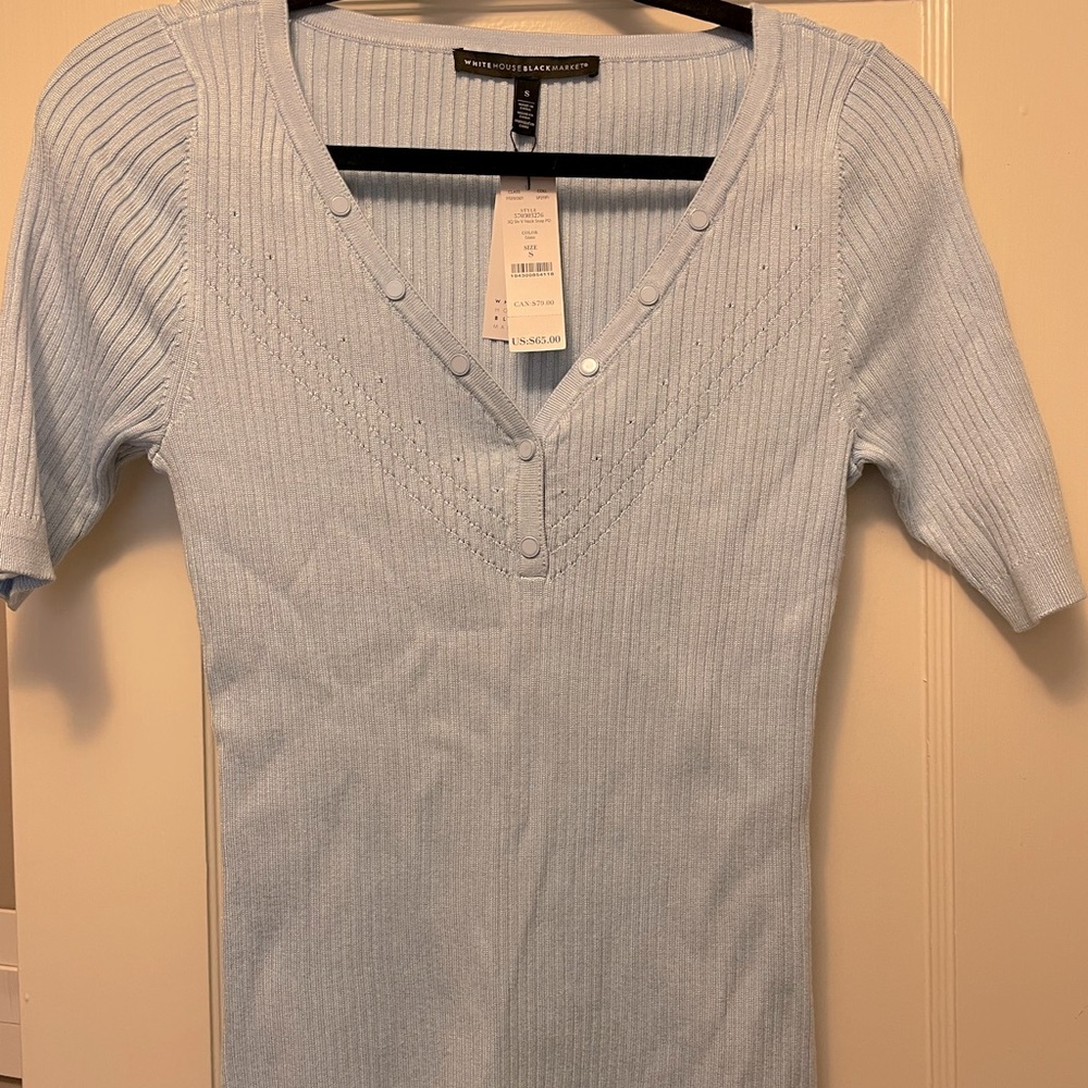 WHBM sweater top elbow sleeves size S color Glass (light blue)